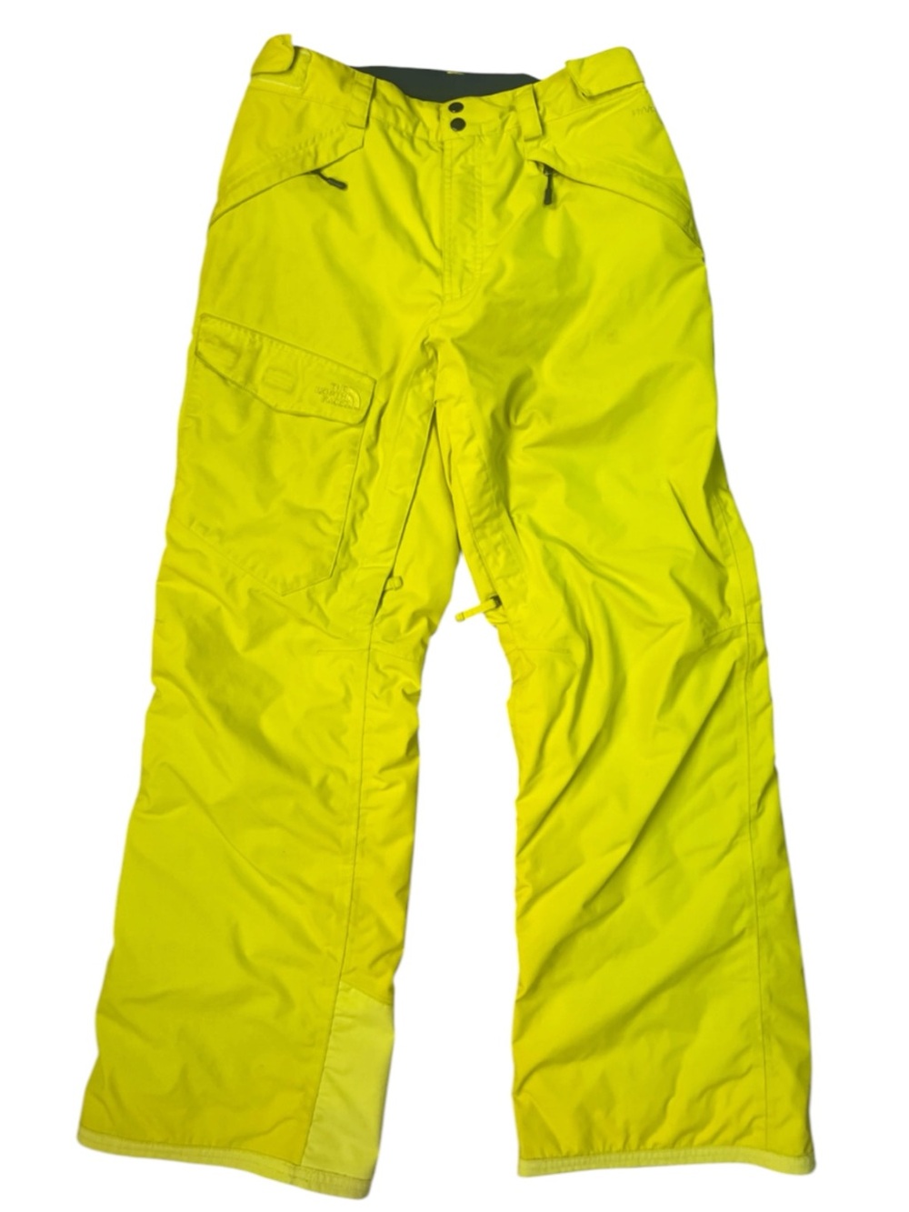 North Face HyVent Ski Snowboard Pants Mens Medium Neon Yellow Wide Leg Relaxed